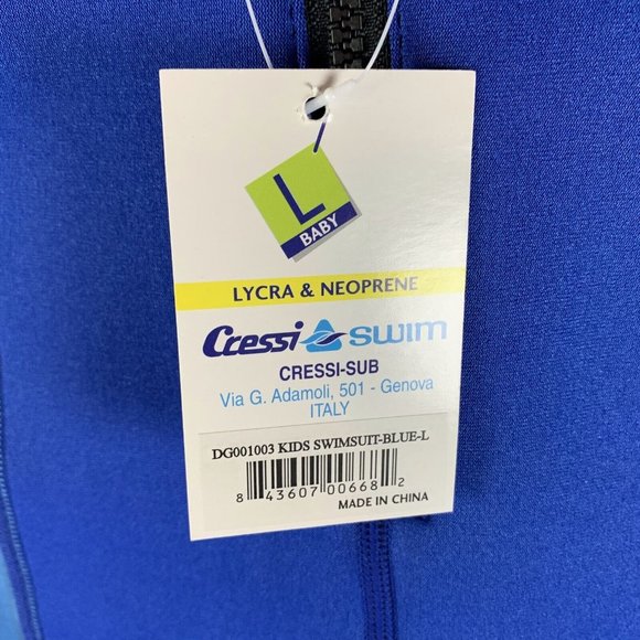 Cressi Swimsuit in Neoprene Kids Large Blue/Azure Short-Sleeve One-Piece 6924 - Picture 3 of 8